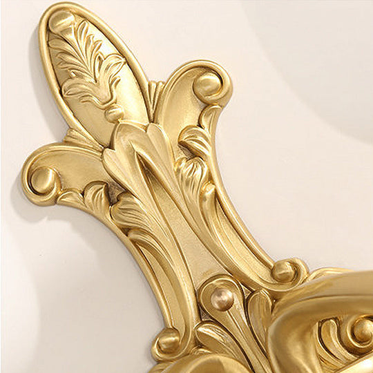 Ivory Glass Conical Wall Mounted Lamp Vintage Bedroom Lighting Fixture With Gold Accents