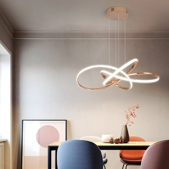 Elegant Led Hanging Pendant Lamp With Acrylic Shade - Twisting Chandelier Design