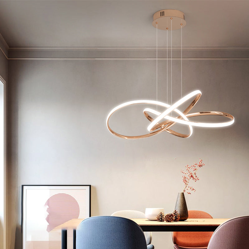 Elegant Led Hanging Pendant Lamp With Acrylic Shade - Twisting Chandelier Design