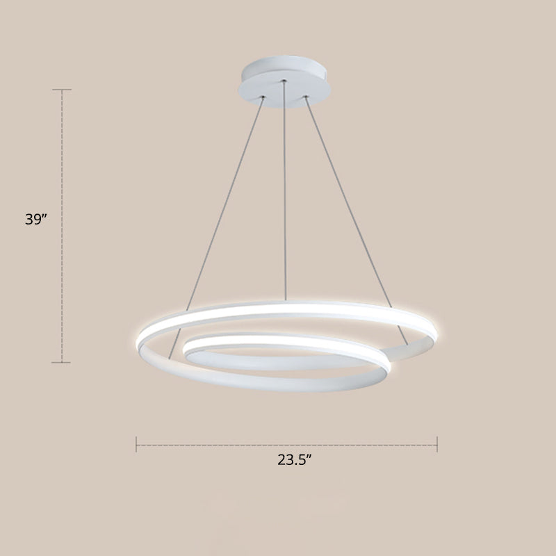 Aluminum Led Chandelier Light - Loop Shaped Minimalist Dining Room Suspension Lamp White / 23.5’