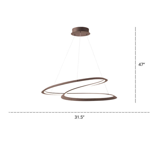 Led Pendant Chandelier With Contemporary Aluminum Shade - Minimalist Living Room Lighting Coffee /