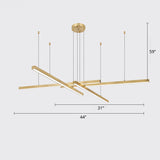 Sleek Metal Led Chandelier For Living Room Ceiling 4 / Gold White