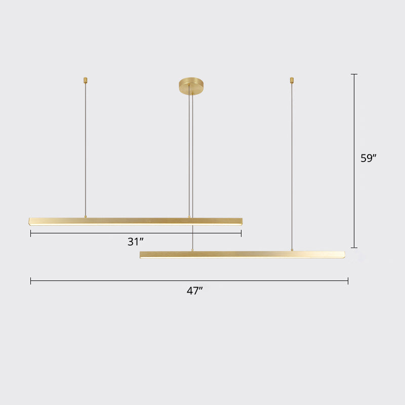 Sleek Bar-Shaped Led Chandelier | Simplicity Metal Ceiling Light For Living Room 2 / Gold Third Gear