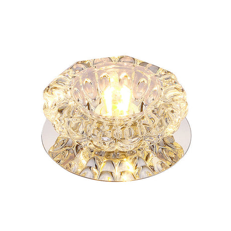 Minimalist Led Crystal Flush Mount Ceiling Lamp For Flower-Inspired Corridors