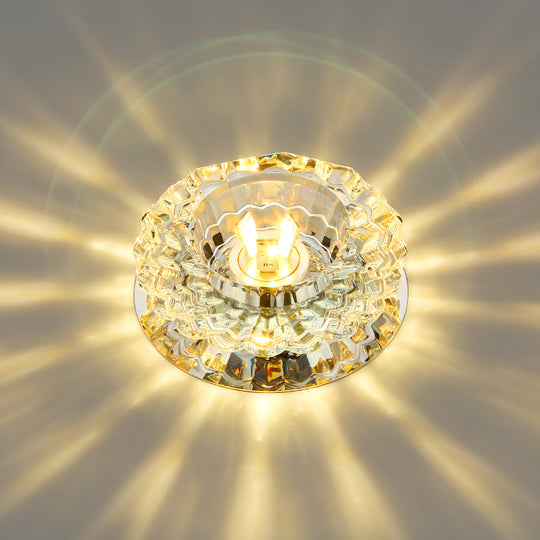 Modern Circular Led Crystal Flushmount Light Living Room Ceiling Spotlight