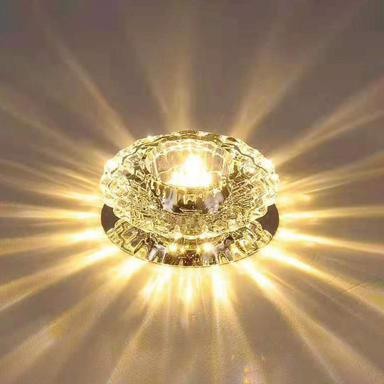 Modern Circular Led Crystal Flushmount Light Living Room Ceiling Spotlight