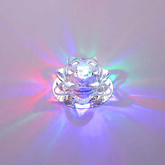 Lotus Led Crystal Spotlight: Modern Ceiling Fixture With Clear Flush Mount Lighting For Living Room