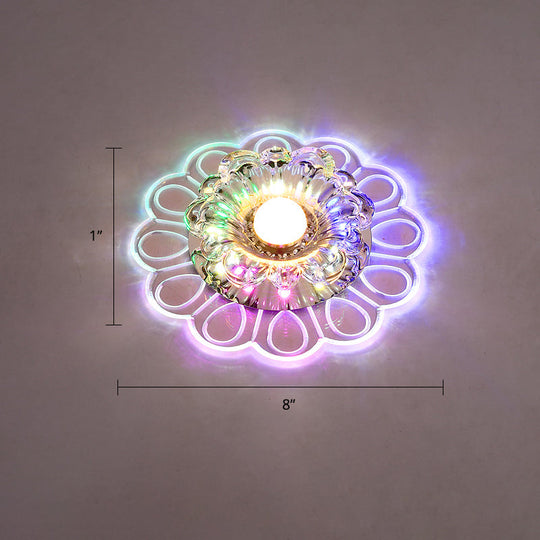 Minimalist Crystal Led Flush Mount Ceiling Light With Floral Design - Ideal For Foyer Clear Lamp /