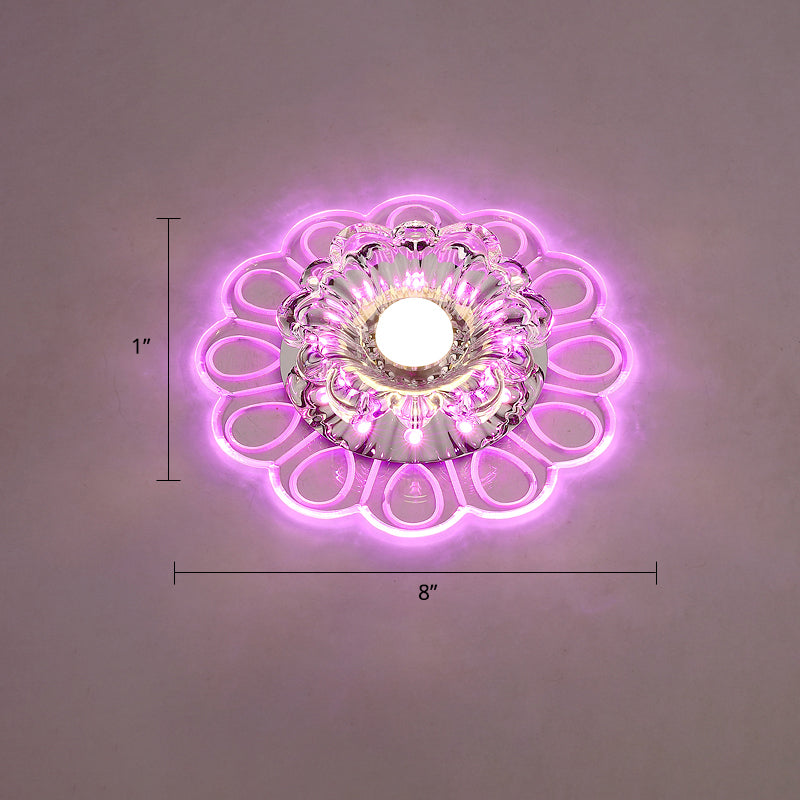 Minimalist Crystal Led Flush Mount Ceiling Light With Floral Design - Ideal For Foyer Clear Lamp /