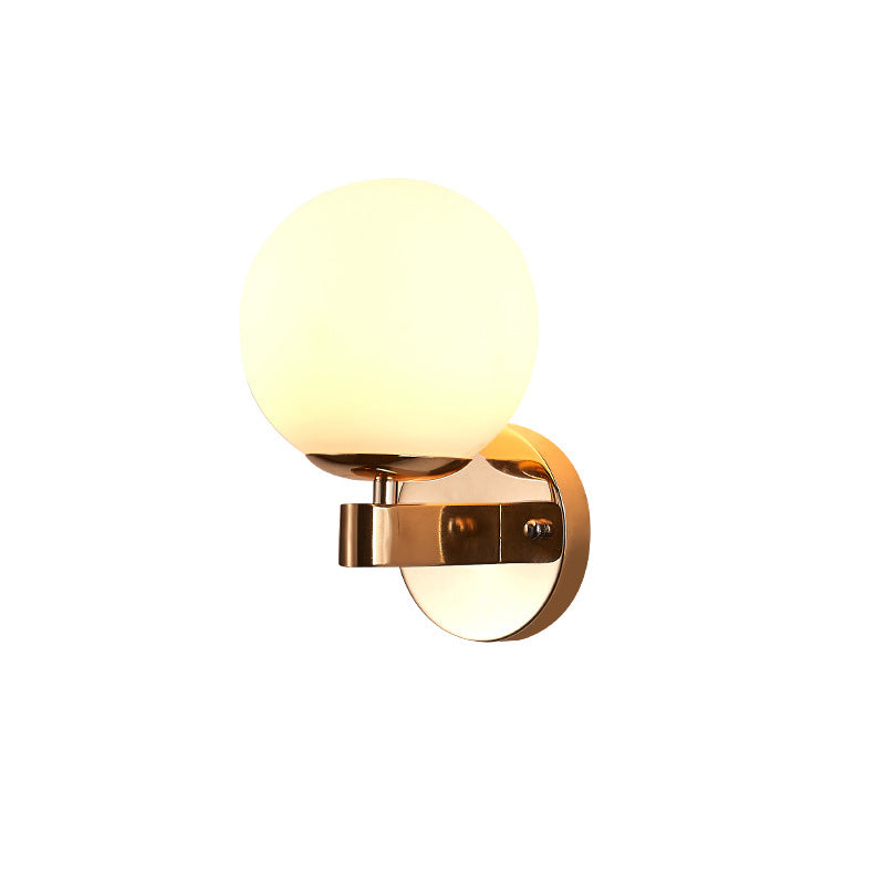 Vintage Style Chrome/Gold Wall Sconce With Opaline Glass Sphere For Bedroom Décor
