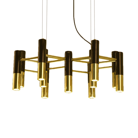 Contemporary Gold Led Tube Chandelier: 11/22 Lights Warm Pendant Light Fixture