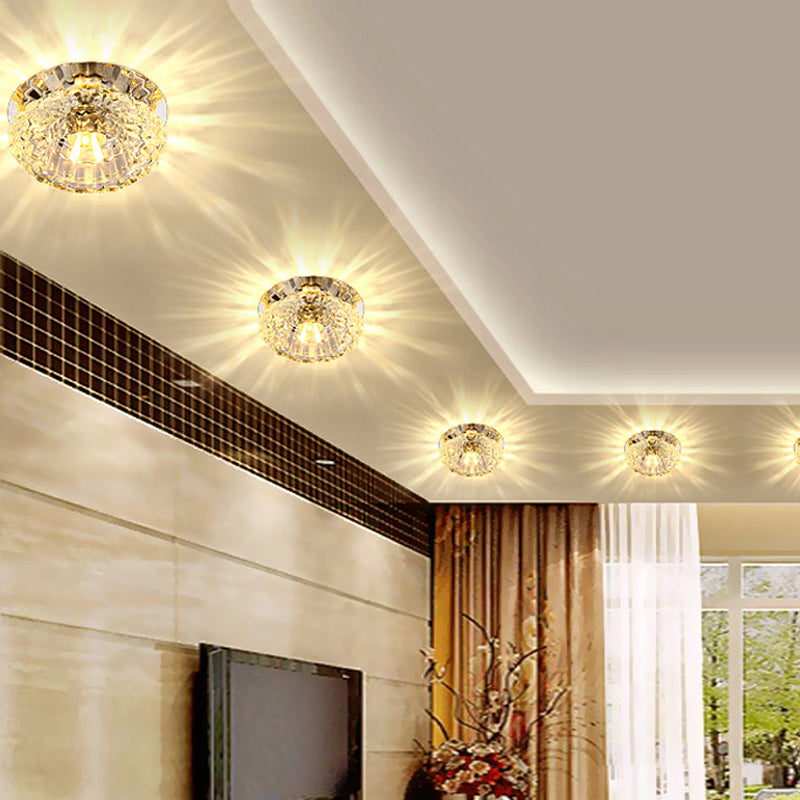 Flower - Shaped Led Flush Ceiling Light With Clear Crystal Finish - Simple & Elegant Fixture