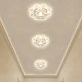 Flower Shape Crystal Flush Mount Ceiling Light Fixture With Led Modern Aisle Lighting