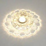 Flower Shape Crystal Flush Mount Ceiling Light Fixture With Led Modern Aisle Lighting Clear / E