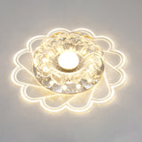 Flower Shape Crystal Flush Mount Ceiling Light Fixture With Led Modern Aisle Lighting Clear / K