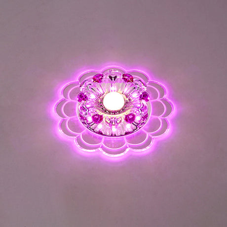 Modern Crystal Clear Led Ceiling Fixture For Corridor - Scalloped Flush Mount Recessed Lighting /