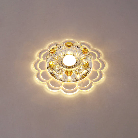 Modern Crystal Clear Led Ceiling Fixture For Corridor - Scalloped Flush Mount Recessed Lighting /