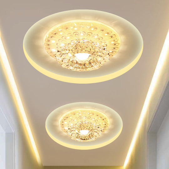 Modern Led Crystal Ceiling Lamp - White Flush - Mount Entryway Light Fixture