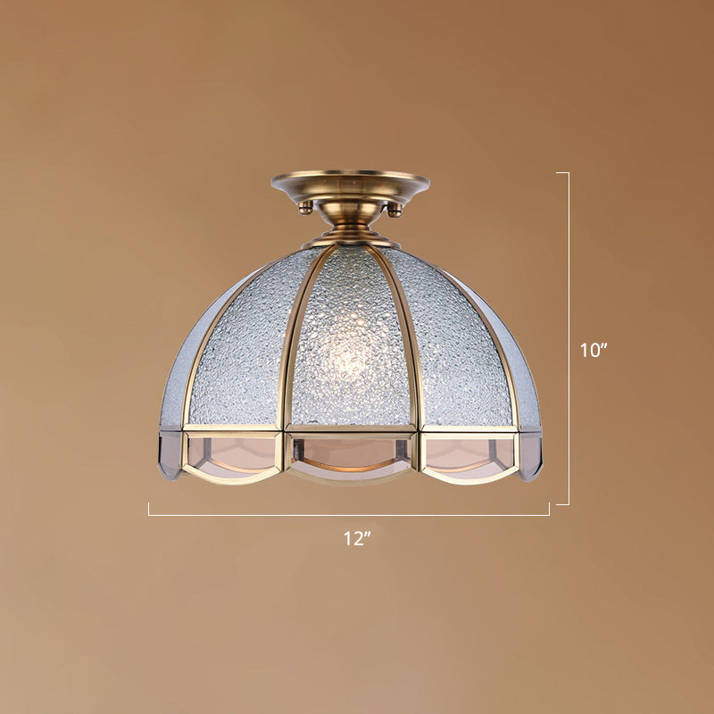 Traditional Seedy Glass Foyer Ceiling Light With Scalloped Edge Bronze / 12’