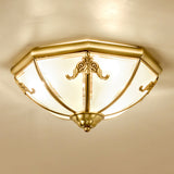 Traditional Flush Mount Ceiling Light For Dining Rooms - Dome Frosted Glass Shade Gold / 18