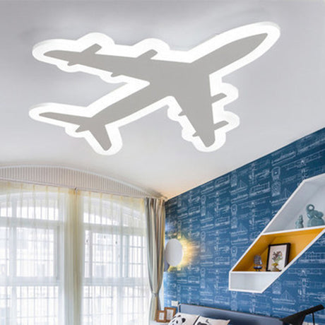 Kids White Led Acrylic Flushmount Ceiling Light For Bedroom - Surface Mount Lighting Fixture / 19.5’