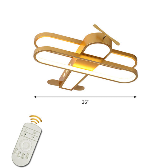 Cartoon Biplane Led Ceiling Flush Light For Boys Room - Acrylic Flush - Mount Fixture