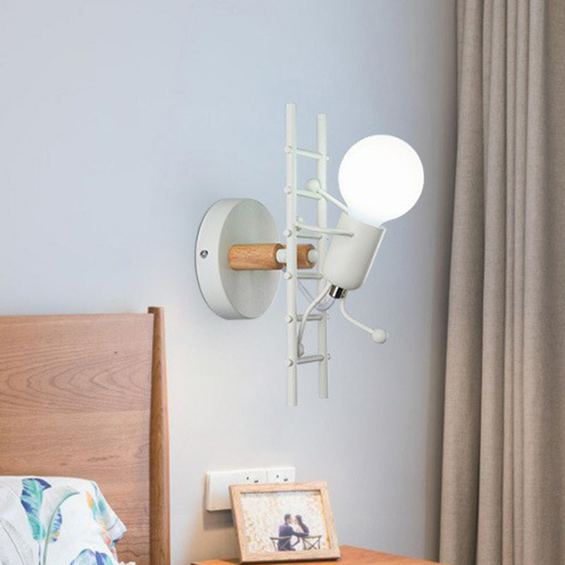 Ladder Stick Man Wall Mounted Metal Light - Decorative 1-Head Bedside Lighting