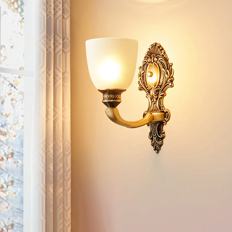 Traditional Glass Cup Wall Mount Lamp With Single-Bulb For Dining Room Lighting