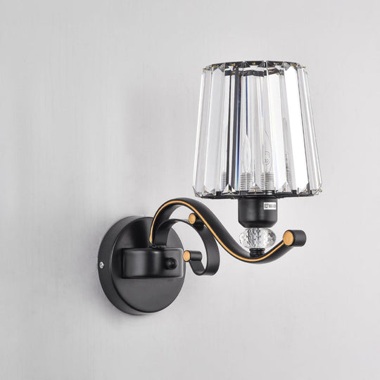 Modern Black Wall Sconce Light With Crystal Shade - Stylish Living Room Lamp 1 /