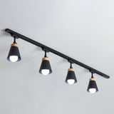 Nordic Style Semi Flush Mount Spotlight - Living Room Track Light With Cone Metal Shade Various