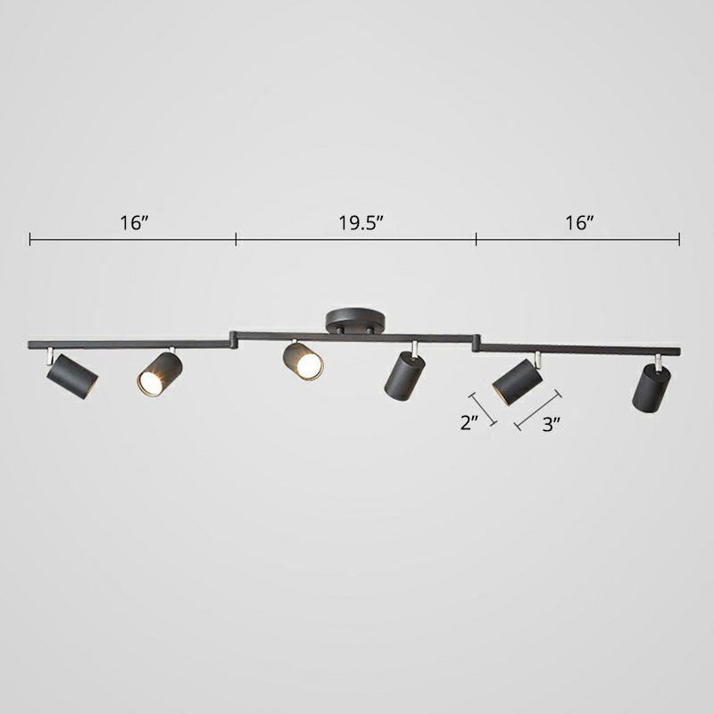 Nordic Style Tubular Metal Flush Mount 6 - Light Ceiling Spotlight For Living Room Black