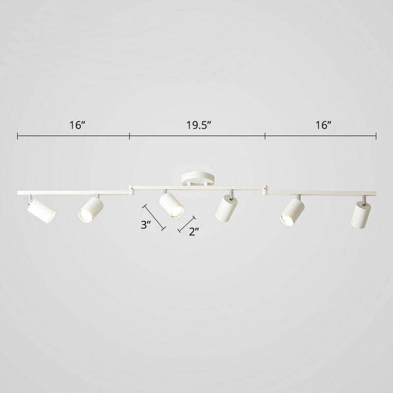 Nordic Style Tubular Metal Flush Mount 6 - Light Ceiling Spotlight For Living Room White