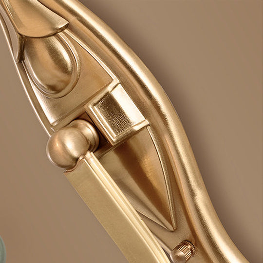 Vintage Fabric Brass Wall Sconce With Tapered Shade - 1 Light Mount Fixture For Living Room