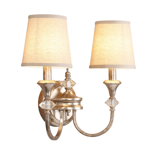 Retro Rustic Metal Wall Mount Lamp With Dual Head - Bedroom Sconce Light Fixture Bare Bulb/Tapered