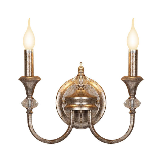 Retro Rustic Metal Wall Mount Lamp With Dual Head - Bedroom Sconce Light Fixture Bare Bulb/Tapered