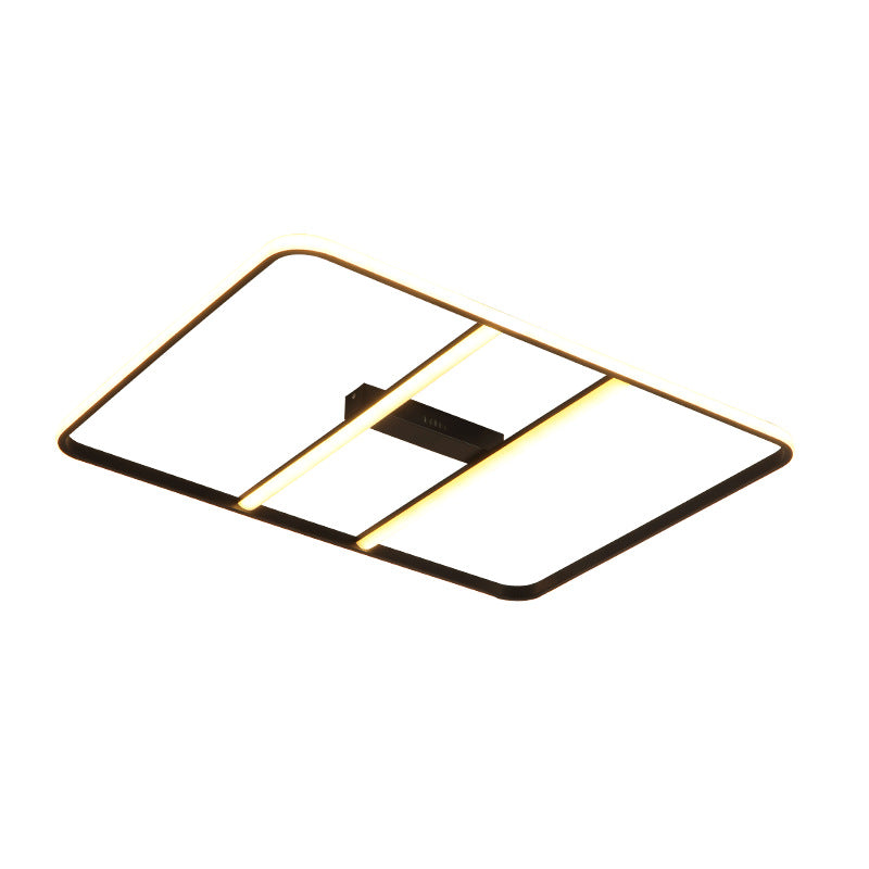 Modern Led Semi Flush Mount Ceiling Lamp - Black Metal Shade White/Warm Light 12’/23.5’ Wide