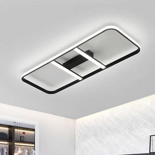 Modern Led Semi Flush Mount Ceiling Lamp - Black Metal Shade White/Warm Light 12’/23.5’ Wide /