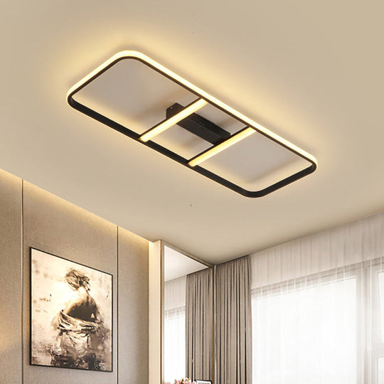Modern Led Semi Flush Mount Ceiling Lamp - Black Metal Shade White/Warm Light 12’/23.5’ Wide /
