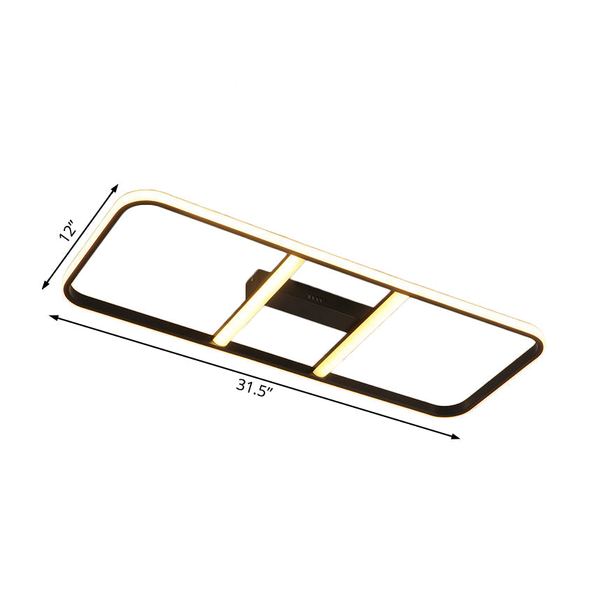 Modern Led Semi Flush Mount Ceiling Lamp - Black Metal Shade White/Warm Light 12’/23.5’ Wide