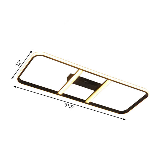 Modern Led Semi Flush Mount Ceiling Lamp - Black Metal Shade White/Warm Light 12/23.5 Wide