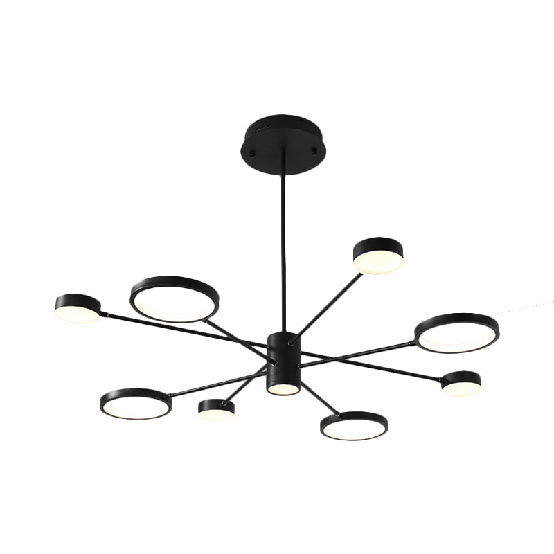 Modern Acrylic Sputnik Chandelier Pendant Light: Black Led Hanging Lamp Fixture With 6/8/10 Lights
