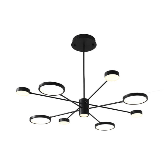 Modern Acrylic Sputnik Chandelier Pendant Light: Black Led Hanging Lamp Fixture With 6/8/10 Lights