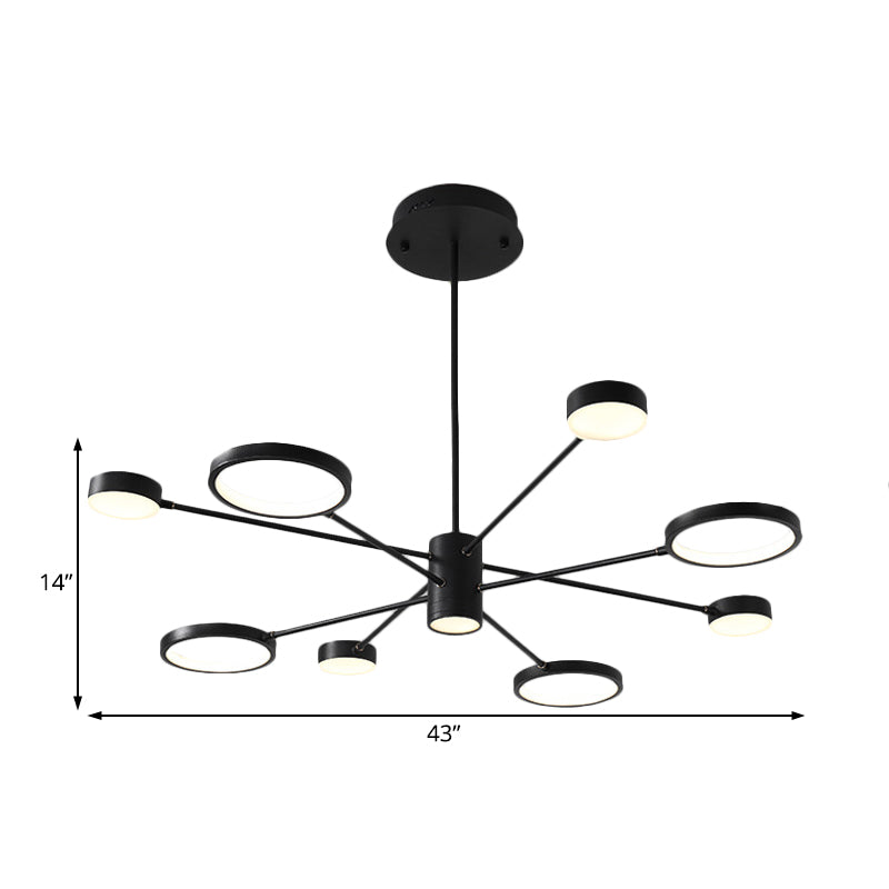 Modern Acrylic Sputnik Chandelier Pendant Light: Black Led Hanging Lamp Fixture With 6/8/10 Lights