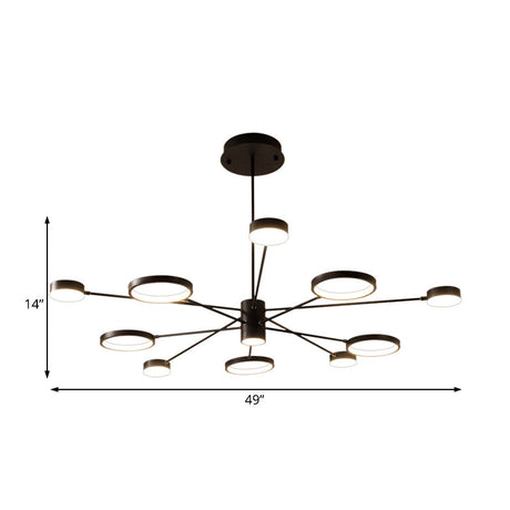Modern Acrylic Sputnik Chandelier Pendant Light: Black Led Hanging Lamp Fixture With 6/8/10 Lights