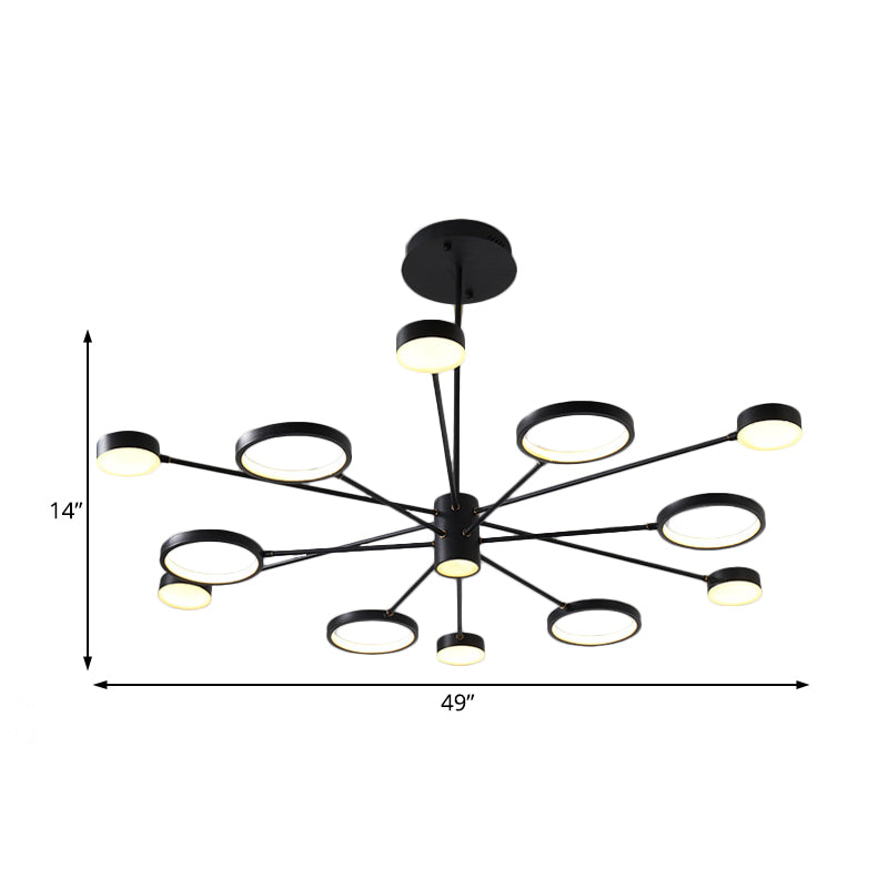 Modern Acrylic Sputnik Chandelier Pendant Light: Black Led Hanging Lamp Fixture With 6/8/10 Lights
