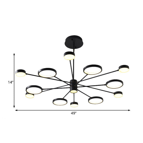 Modern Acrylic Sputnik Chandelier Pendant Light: Black Led Hanging Lamp Fixture With 6/8/10 Lights