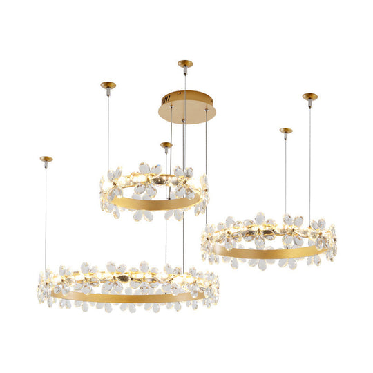 Contemporary White Garland Chandelier: Led Crystal Pendant Light Fixture (2/3 Lights) In White/Warm