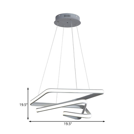 Contemporary Led Grey Spiral Pendant Chandelier - Dining Room Ceiling Lamp In White/Warm Light