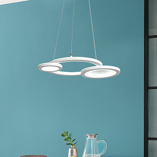 Modern Acrylic Round Chandelier Pendant Light With Led White/Grey Finish For Dining Room In