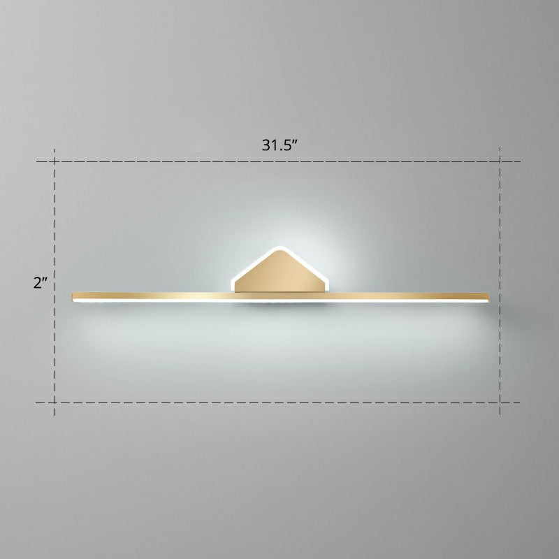 Minimalist Acrylic Led Vanity Light With Gold Finish For Bathroom Walls / 31.5 Triangle